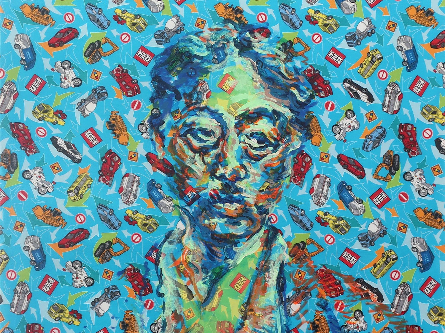 Frédéric Weigel, Camouflages romantiques, portrait d'Okakura Kakuzo, huile sur toile, 100 x 70cm, 2024