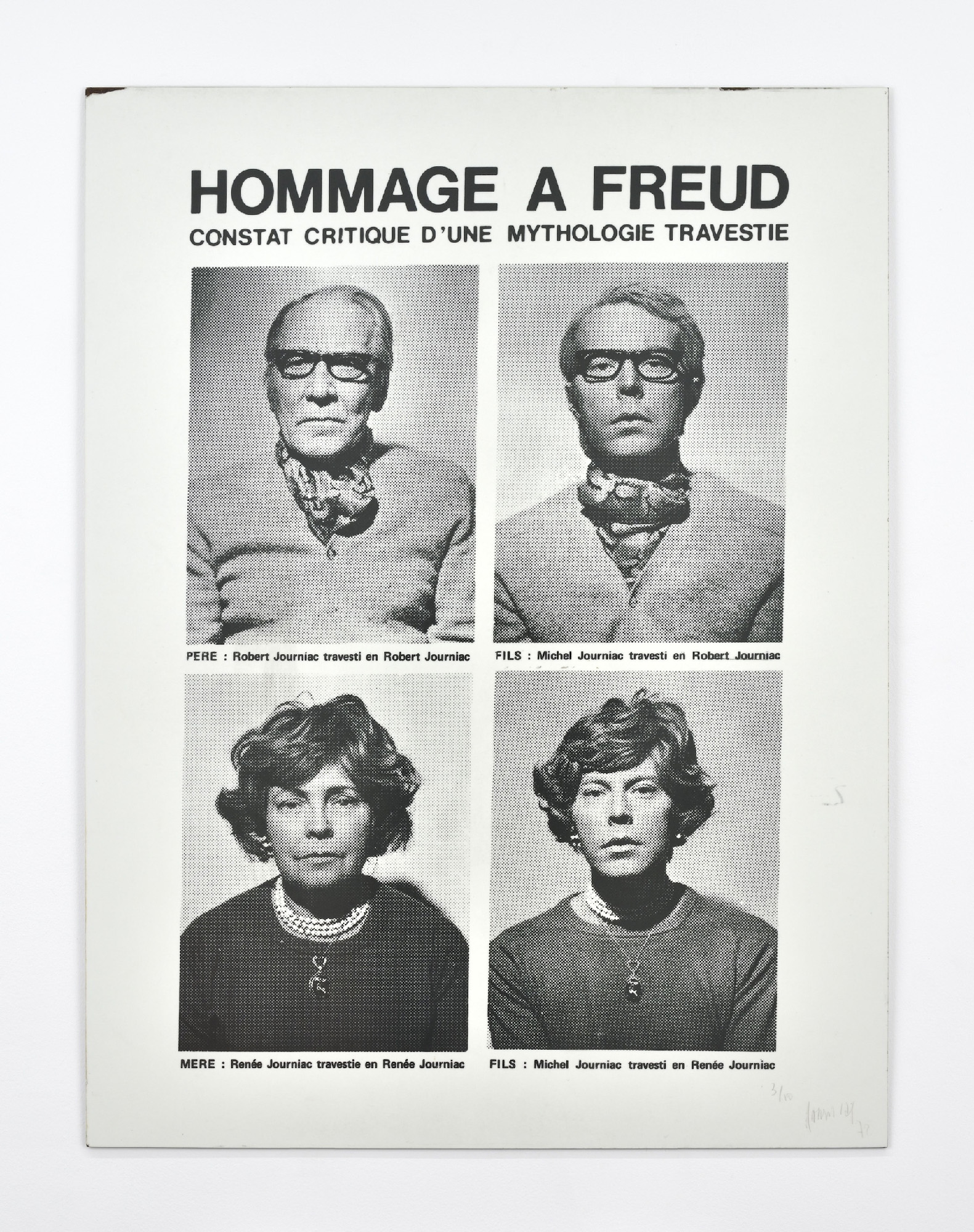 Michel Journiac, Hommage à Freud - Constat critique d'une mythologie travestie, 1972. Photographic transfer on panel, 80 × 60 cm. Courtesy of Galerie Christophe Gaillard. Photograph by Rebecca Fanuele © ADAGP Michel Journiac